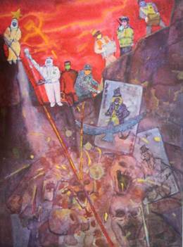 陈学芳 《七子连心 众志成城》 水彩