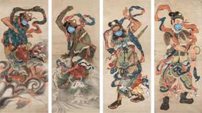 《打击病毒》画种：宣传画